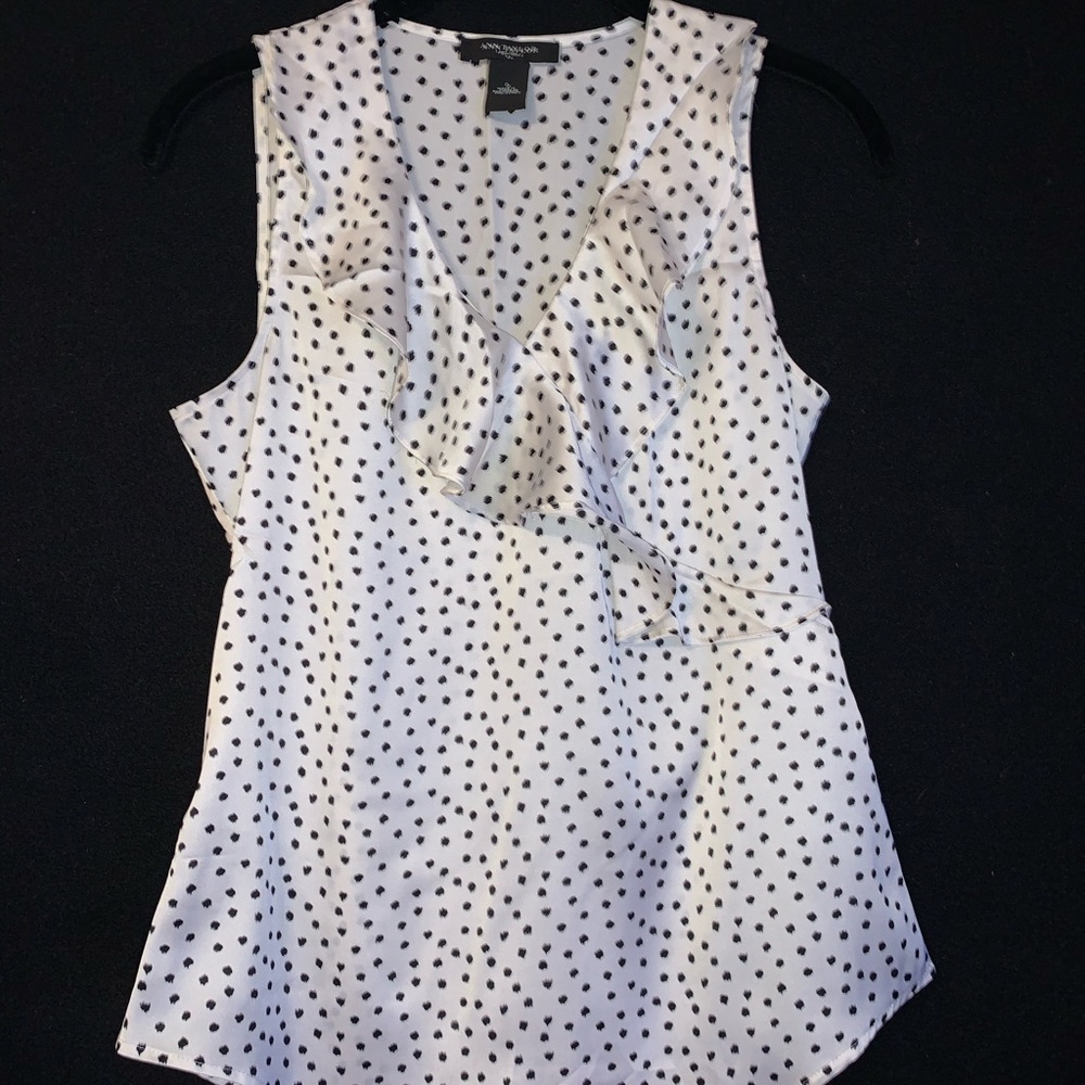 Ann Taylor White Polka Dot Tank Top